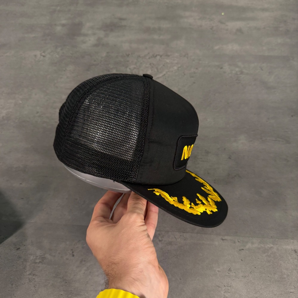 Vintage NASA Snapback Trucker Hat Black Yellow Scrambled Eggs Spaceport USA Cap - Picture 4 of 7